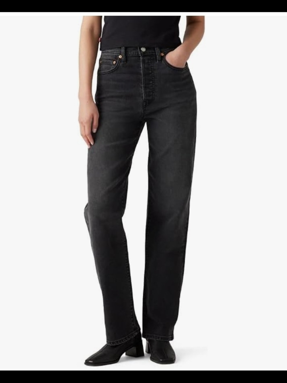 Levi's High-Rise Ribcage Straight Leg Jeans - Black